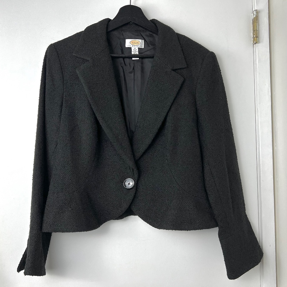 Talbots Petites Vintage Label Boucle Wool Blend Short Blazer size 12/14 Classic